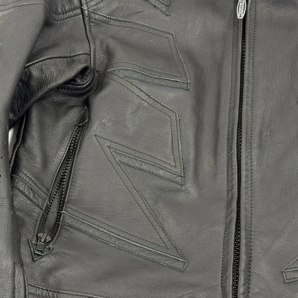 Teknic Black Padded‎ Leather Motorcycle Motocross Racing Jacket Size 42/52